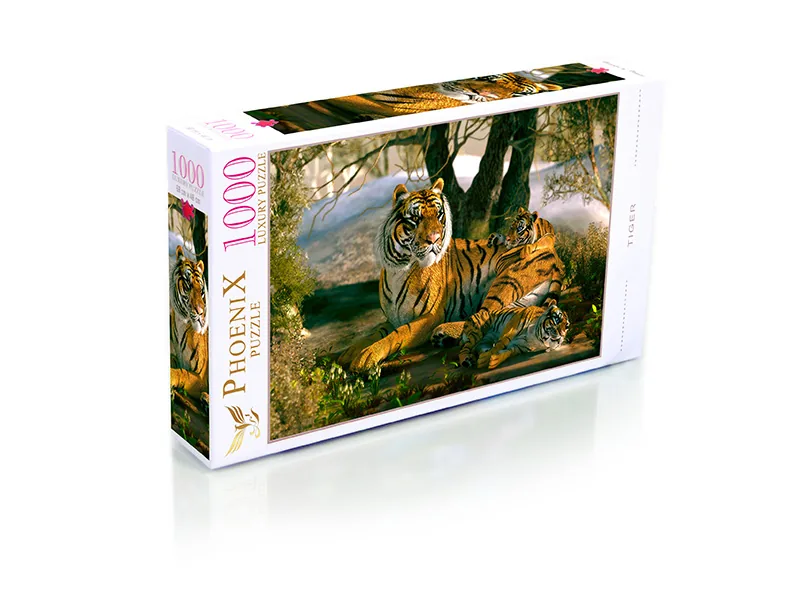 1000 Parça Tiger with Babies — Phoenix Puzzle